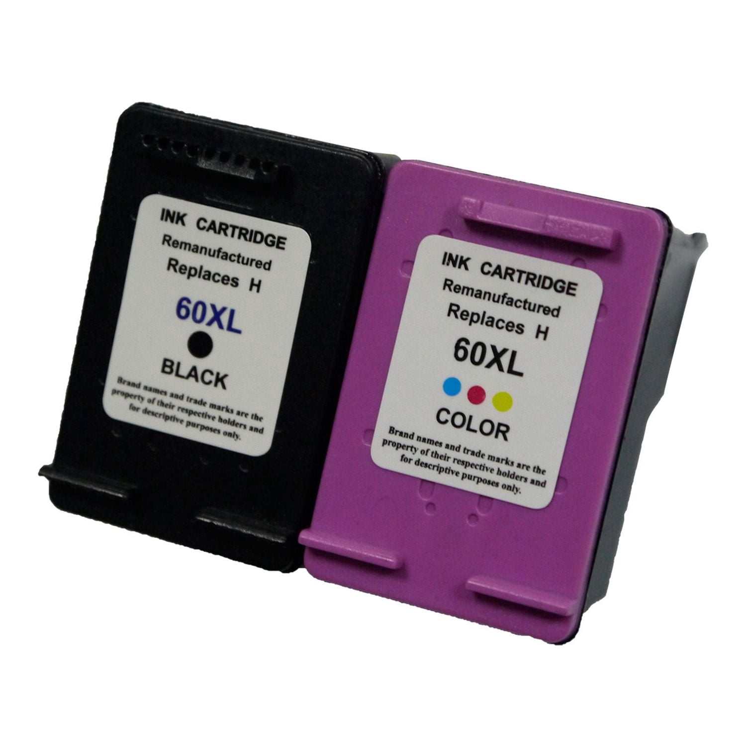 L-ink HP 60XL Ensemble de Cartouches à Jet d'encres Noir/Tricolore à Rendement Élevé Compatibles (CC643WN, C6644AN, CZ071FN)