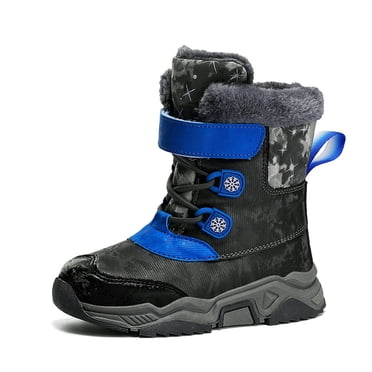 Bottes de Neige d'Hiver Unies pour Enfants Garçons et Filles Antidérapantes Chaudes Rembourrées Épaissies Bottes Garçons Bleu 31/6 A-7 A