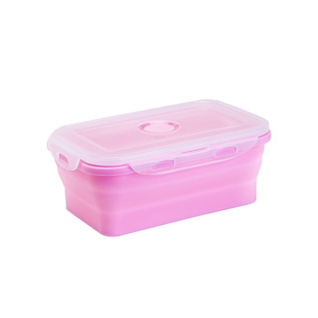 Thinsony Silica Gel Lightweight And Compact For On--Go Sealed Preservation Box Microwave Lunch Box Silicone Lunch Box pink 800ml 1Set