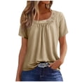 thumbnail image 2 of asjyhkr T-Shirts d'Été pour Femmes Col Rond Manches Courtes Légers T-Shirts Décontractés Mode Confortables Basiques, 2 of 6