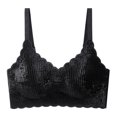 thumbnail image 1 of Birdeem Fashion Women Solid Color Golden Velvet Wavy Wireless Fixed Cup Gathering Daily Bra, 1 of 2