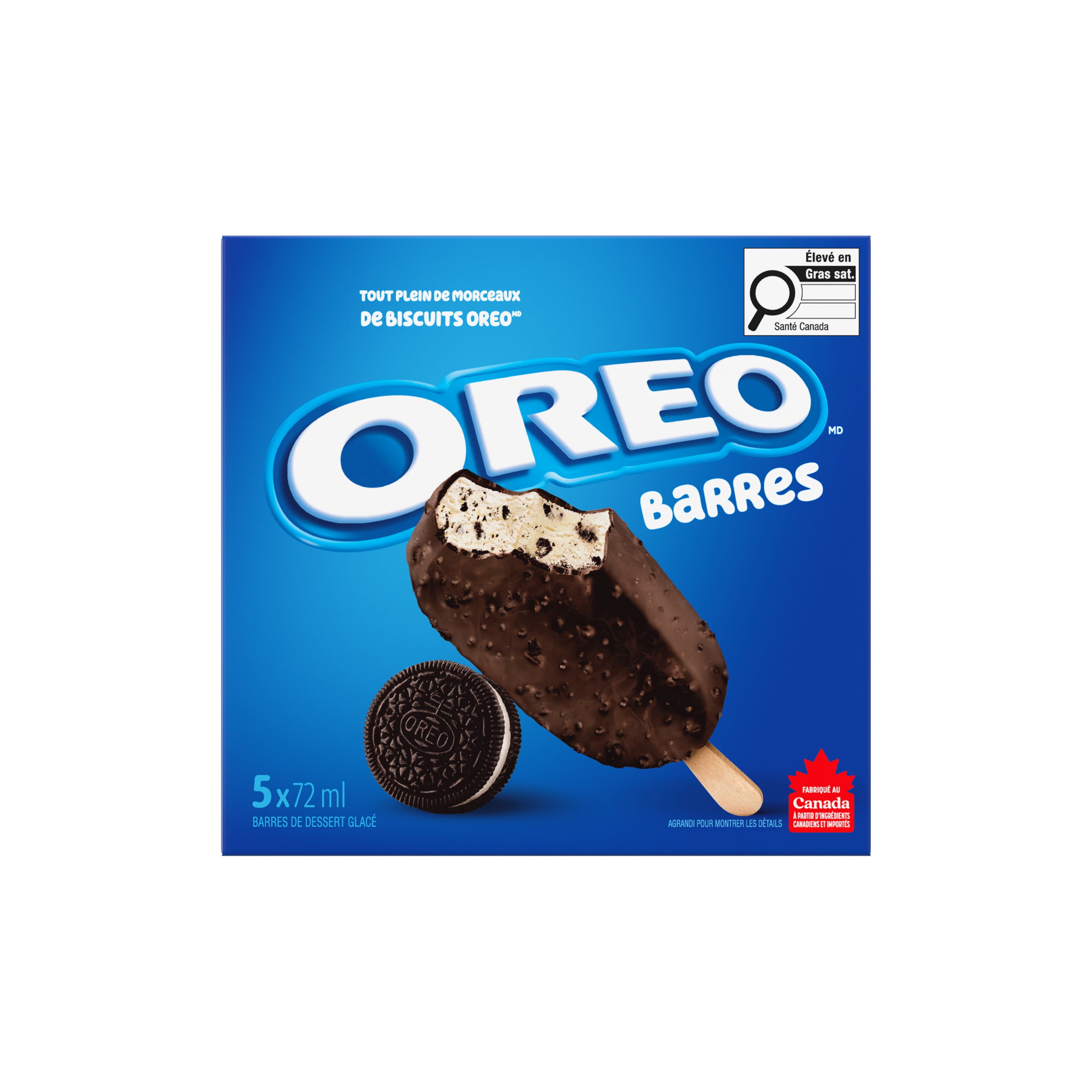 CHRISTIE OREO Barres, dessert glacé à la vanille avec biscuits OREO et enrobage chocolaté 360 ml