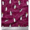 thumbnail image 1 of Soimoi Rouge Moss Tissu Georgette Tissu Imprimé Pingouin Océan 1 Yard 42 Pouces de Large, 1 of 3