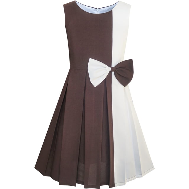 Girls Dress Color Block Contrast Bow Tie Everyday Party 6 Years