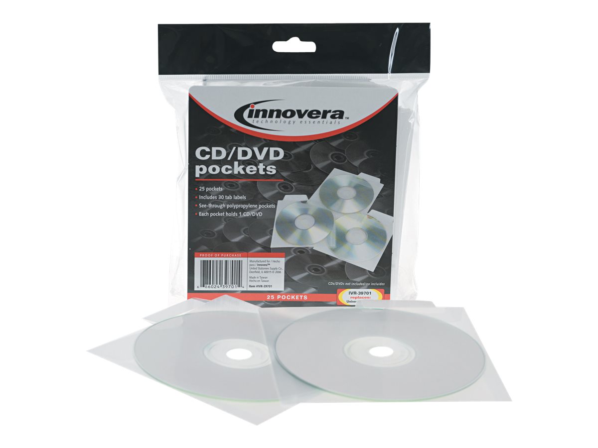 Innovera 39701 CD/DVD Pockets (Pack of 25)