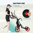 thumbnail image 4 of Goplus Folding 4 Wheels Golf Push Cart W/Bag Scoreboard Adjustable Handle Red, 4 of 10