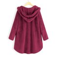 thumbnail image 4 of WEIYLL Jackets for Women Pocket Irregular Long Hooded Button Sleeve Plus Size Wine Winter Coats Size M, 4 of 5