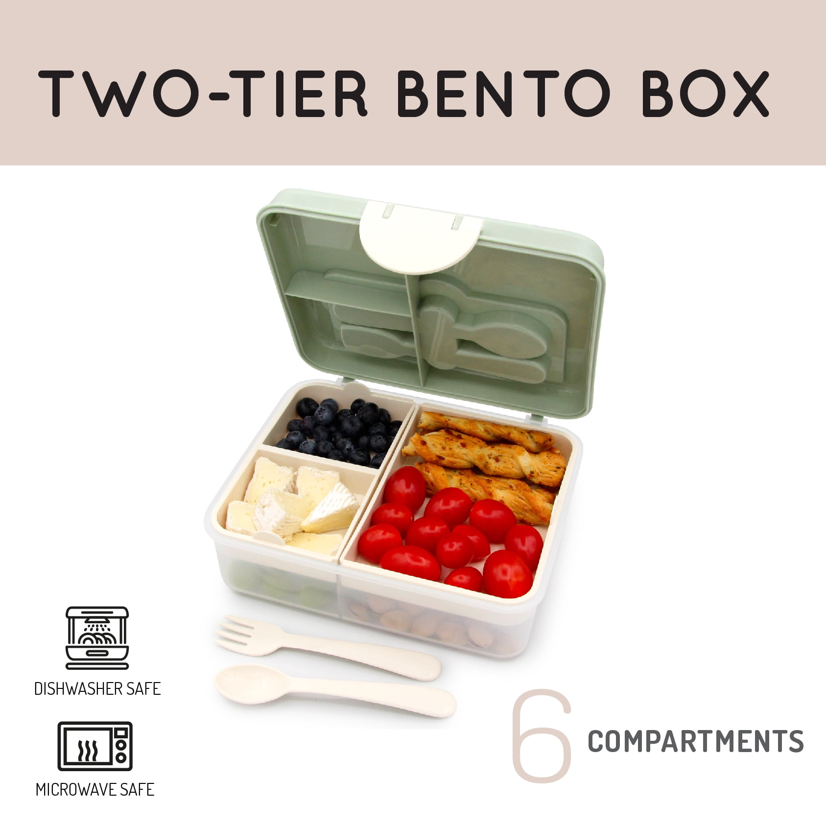 Melii Les contenants Bento à 2 niveaux - Vert - 1 Unité