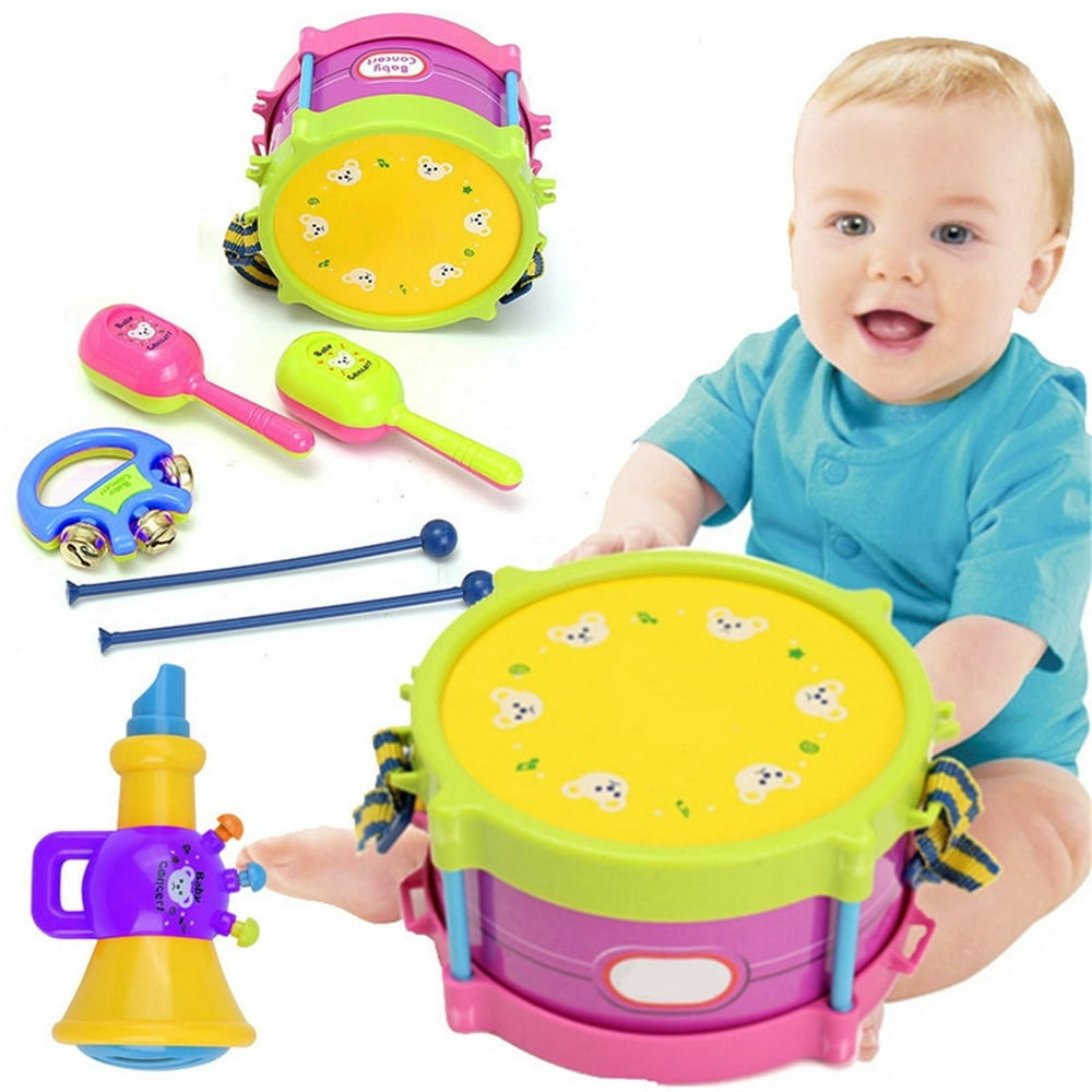 EIMELI 5Pcs/Set Baby Boy Girl Drum Musical Instruments Drum Set Children Toys