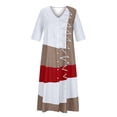 thumbnail image 4 of SMihono Robe Maxi Bohème d'Été pour Femmes Grande Taille Mode Décontractée Manches Courtes Col en V Bouton Imprimé Maxi Robe Longue Ample Plage, 4 of 5