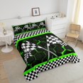 thumbnail image 4 of Erosebridal Racing Car Bedding King Comforter Set, Checkered Flag Down Comforter, Honeycomb Geometric Decor, Ultra Soft 3pcs, 4 of 8