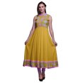 thumbnail image 1 of Bimba Goldenrod Floral Indien Kurti Long pour Femmes Tenue de Fête Imprimée Sans Manches Anarkali Kurti Robe X-Small, 1 of 6