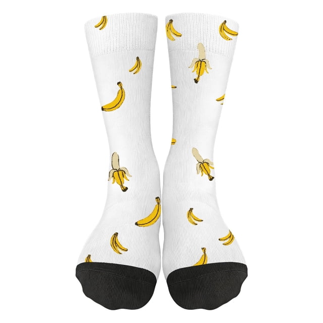 Crew Socks for Men Cute Banana Print Novelty Soft Lightweight One Size