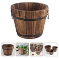 thumbnail image 1 of FOMIYES Wooden Planter Barrel Barrel Style Flower Pot Container for Patio Garden Backyard 5.9X 4.7", 1 of 6