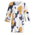 thumbnail image 4 of TIMIFIS Robes de Retour à la Maison Mode Femmes Été Décontracté Col en V Imprimé Manches 3/4 Pli Robe Mini Mode Automne pour Femmes, 4 of 7