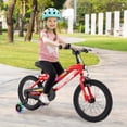 thumbnail image 2 of Costway Vélo pour Enfants 16 Pouces à DEL avec Siège Ajustable, Frein à Rétropédalage, Roues Stabilisatrices, Rouge, Breveté, 2 of 10