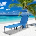 thumbnail image 3 of Gymax Chaise Longue Pliable Réglable pour Extérieur Plage Patio Piscine avec Pare-Soleil, 3 of 10