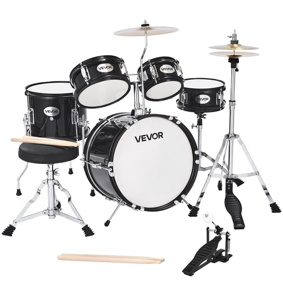 VEVOR Kids Drum Set 5-Piece Junior Musical Drum Kit with 14 in Bass Drum(Black)