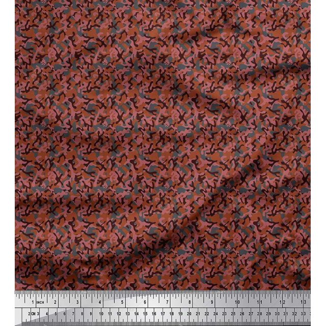 Soimoi Rayon Fabric Two Tone With Grey Camouflage Print Fabric by Yard 56 Inch Wide