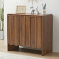 thumbnail image 1 of Wirrytor Wood Buffet Sideboard with 2 Wave Doors, Storage Cabinet with Adjustable Shelves for Living Room Dinning Room Kitchen, Walnut, 1 of 10
