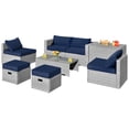thumbnail image 2 of Costway 8PCS Patio Rattan Furniture Set Storage Waterproof Cover Navy Cushion, 2 of 10
