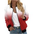 thumbnail image 1 of Swstbby Liquidation d'Économies d'Automne! Vestes d'Automne pour Femmes, Chandail à Manches Longues Ample pour Femmes avec Fermeture Éclair, Veste Décontractée en Grosse Maille Style Baseball Rouge G, 1 of 5