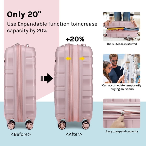 Joyway - 5-Piece Luggage Set PP Hardshell Spinner Suitcase with