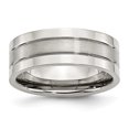 thumbnail image 1 of Acier Inoxydable Rainuré 8mm Satiné et Poli Bague 9 Taille, 1 of 6