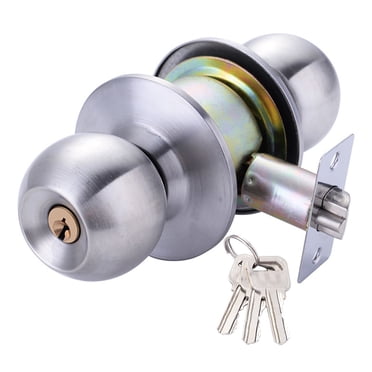 Poignées Rondes de Porte Boutons Serrure Serrure de Porte en Acier Inoxydable Serrure de Porte Chambre Salon Salle de Bain Entrée Serrure de Porte avec Clé