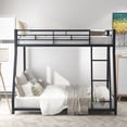 thumbnail image 2 of Metal Floor Bunk Bed, Twin over Full,Black(ETA:1.28), 2 of 11
