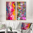 thumbnail image 1 of Designart "Retro Groove Summer Abstract Expressionism" Abstract Painting Framed Wall Art Set Of 2 - Modern Pink Framed Wall Art Set Of 2, 1 of 6