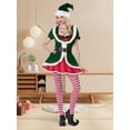 thumbnail image 3 of SUNSIOM Costumes de Noël pour Femmes Elf Robe à Manches Courtes avec Ceinture Chapeau Mignon Ensemble de Bas Rayés pour Tenues de Fête Cosplay, 3 of 6