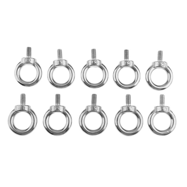 koolsoo 10pcs Yeux Boulons M8 Fileté Métrique Bateau de Qualité Marine Levage en Acier Inoxydable