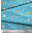 thumbnail image 2 of Soimoi Georgette Viscose Fabric Fish,Shell & Starfish Ocean Printed Craft Fabric by The Yard 42 Inch Wide, 2 of 3