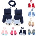 thumbnail image 2 of YOPTOP Kids Knit Mittens Fox Winter Mittens Warm Mittens with Lanyard for Christmas,5, 2 of 10