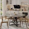thumbnail image 1 of BeesClover Ensemble de Table Ronde de Salle à Manger pour 4-6, Table de Cuisine Ronde avec Base en Métal, Table de Salle à Manger Ronde en Bois, Tables de Cuisine en Bois avec Tablette de Rangement (Sans Chaise), 1 of 7