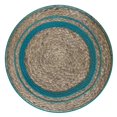 thumbnail image 4 of Serena Contemporary Round Braided Pouf in Deep Aqua Blue Cotton, 4 of 8