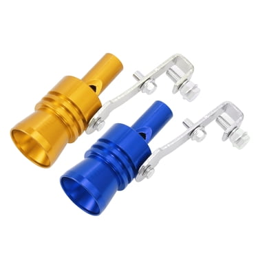 Unique Bargains 2pcs XL Size Aluminum Alloy Universal Turbo Sound Exhaust Muffler Pipe Whistle Roar Maker for Car Blue Silver Tone