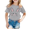 thumbnail image 2 of MIASHUI T-Shirt à Manches Courtes pour Tout-Petits Imprimé Lapin de Pâques pour Enfants, Gris, 5-6 Ans, 2 of 3