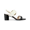 thumbnail image 3 of BLISSFUL STEP Slingback Sandals Contrast Color Chunky Heel Big Circle Buckle Sandals Black White 9, 3 of 8