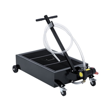 Bac d'Égouttage d'Huile Usée de 15 Gallons avec Pompe Manuelle, Chariot d'Égouttage d'Huile à Profil Bas avec Boyau de 8,2 Pi et Poignée Pliante pour Camions, VR et Autobus