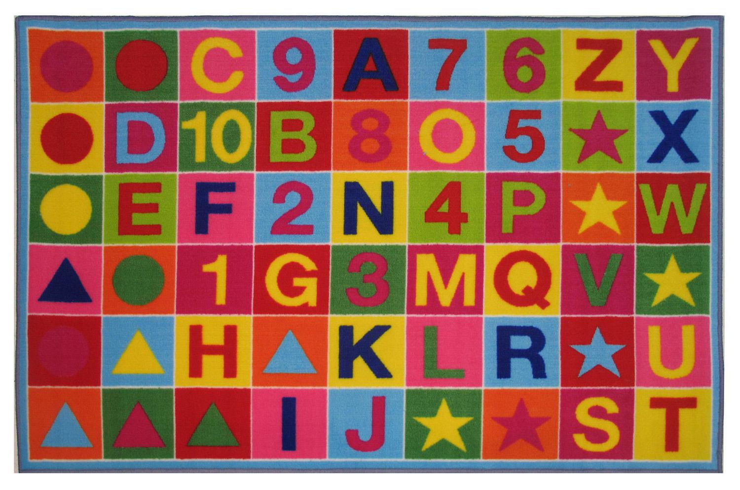 Tapis rectangle amusant pour enfant Alphanumérique multicolore nylon
