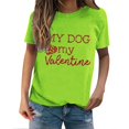 thumbnail image 2 of Tittly T-Shirts pour Femmes T-Shirts Graphiques Saint-Valentin Mon Chien Est Mon Valentin Imprimé Chandail Décontracté Imprimé Col Rond T-Shirt Chandail pour Femme T-Shirt T-Shirts Chemises Hauts pour Femmes Vert P, 2 of 8