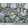 thumbnail image 2 of Soimoi Gray Velvet Fabric Leaves & Flower Floral Print Fabric by Yard 58 Inch Wide, 2 of 3