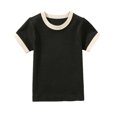 thumbnail image 1 of Chandails pour Filles Tout-Petits Enfants Garçons Filles Mode Confortable Couleur Unie Col Rond Manches Courtes Haut, 1 of 1