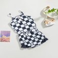thumbnail image 3 of Infant Baby Girl Summer Clothes Set Checkerboard Plaid Floral Print Sleeveless Romper+Ruffle Shorts Outfit, 3 of 9
