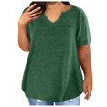 thumbnail image 1 of Jsaierl Women's Summer Solid Color Tops Plus Size Short Sleeve Notched V Neck Shirts Work Business Life Blouses, 1 of 6
