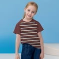 thumbnail image 2 of Économies d'Été! SROBPTY T-Shirts à Manches Courtes pour Tout-Petits, Garçons Tout-Petits Mode Col Rond à Rayures Imprimées Manches Courtes Bordeaux, 3 Ans, 2 of 5