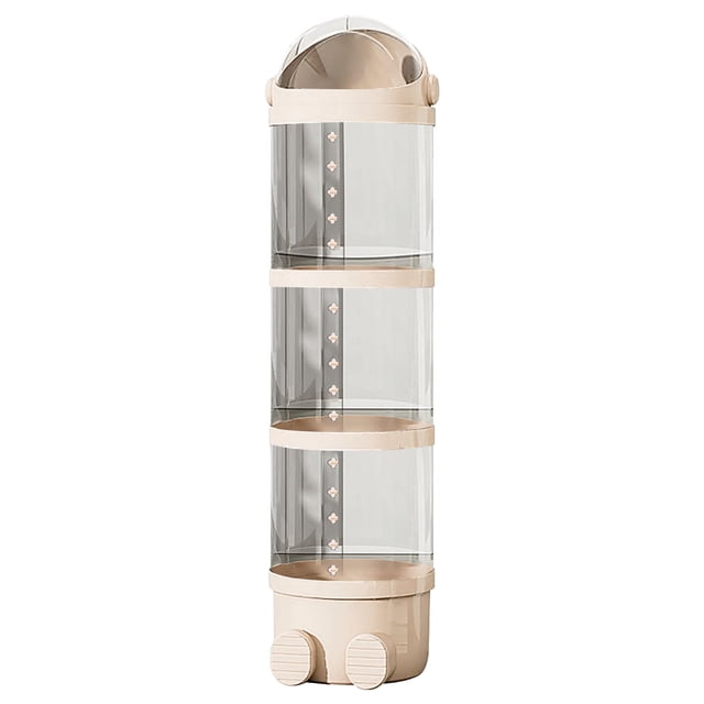 Riforla Vertical Toy Storage Tube with LED Strip Vertical Toy Storage Tube New Stuffed Animal Storage Tube Vertical Stuffed Animal Tube Doll Storage Tube with 360° Rotation Wheels with Lid Beige