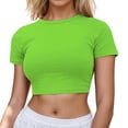 thumbnail image 1 of Women's Casual Crew Neck Short Sleeve Crop Top Soft Basic Tee for Everyday Spring Summer Wear, 1 of 4